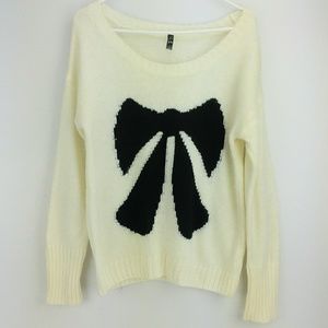Bear Dance Oversize Bow Knit Soft Sweater